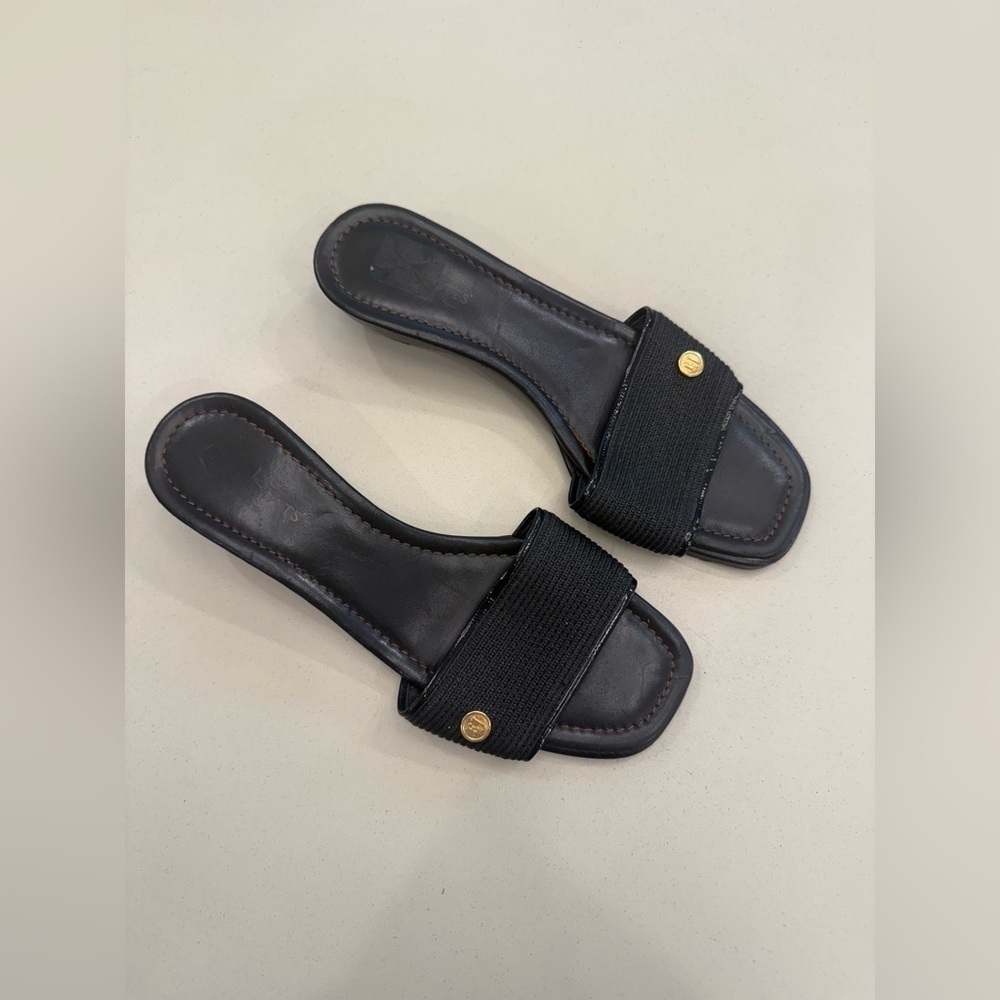 Eric Javits Black Woven Slip On Sandals